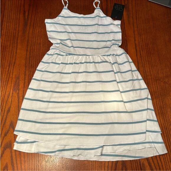 NWT Chaser Sleeveless Striped Blue & White 100% Cotton Dress Size 10 Kids/Youth - Picture 1 of 5